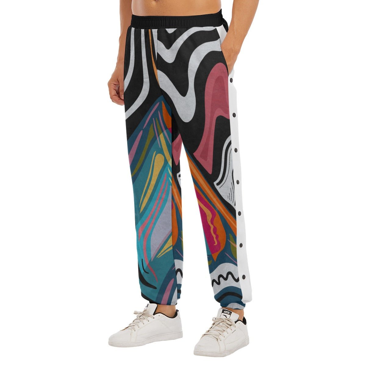 "Artsy Joyride" - Men's Buttoned Sweatpants | Pants | All Around Artsy Fashion