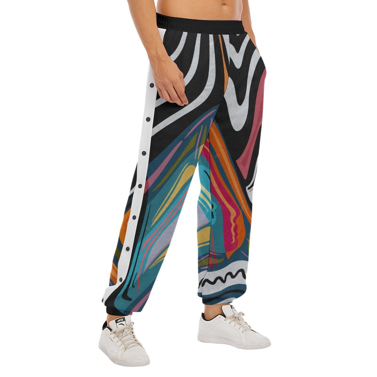 "Artsy Joyride" - Men's Buttoned Sweatpants | Pants | All Around Artsy Fashion