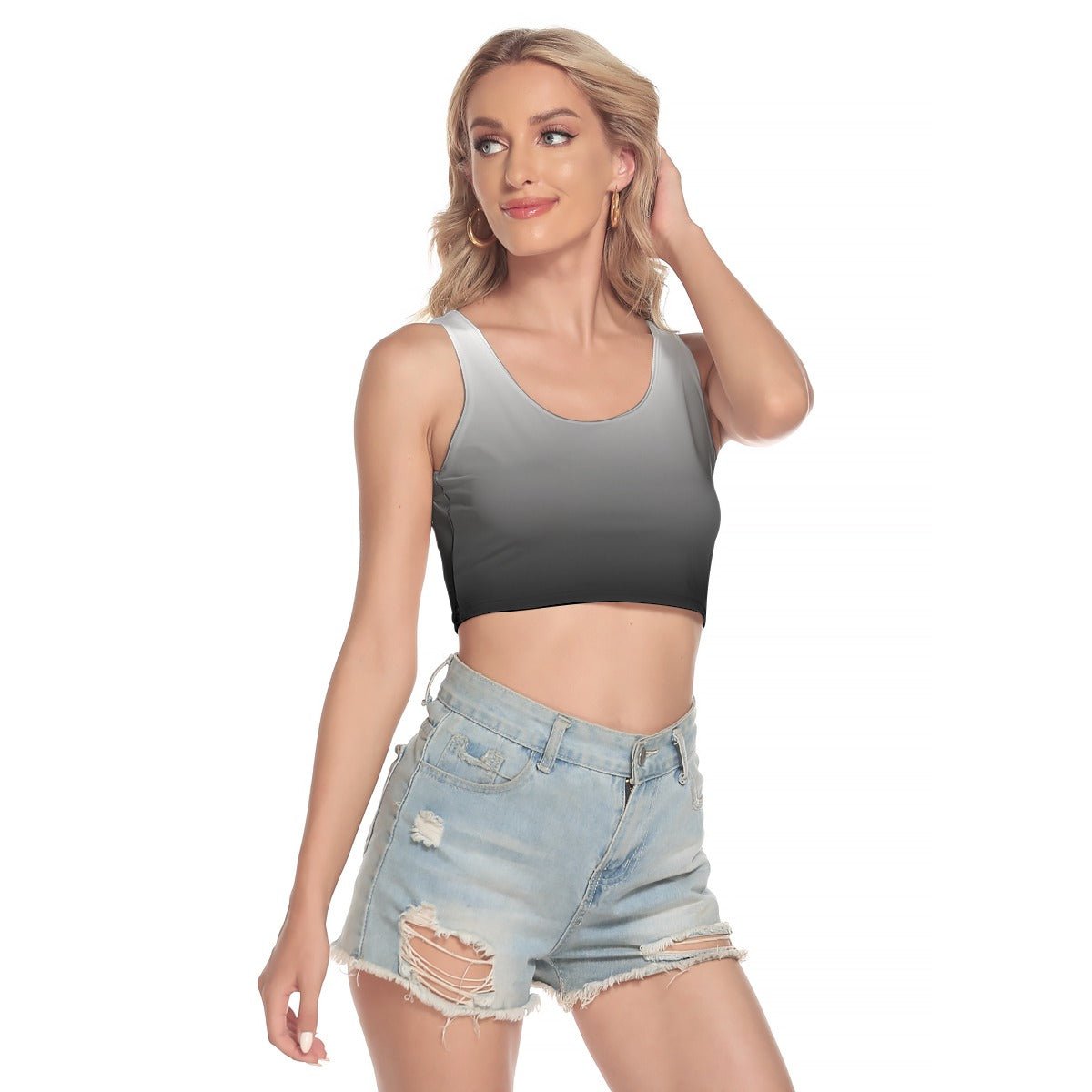 Black to White Ombré Crop Top | Shirts & Tops | All Around Artsy Fashion