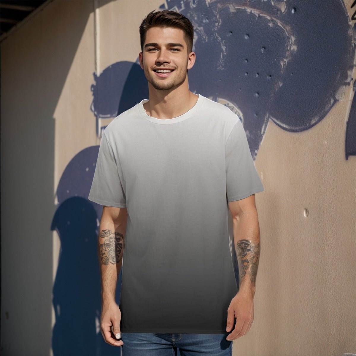 Black to White Ombré Men's T-Shirt | T-Shirts | All Around Artsy Fashion