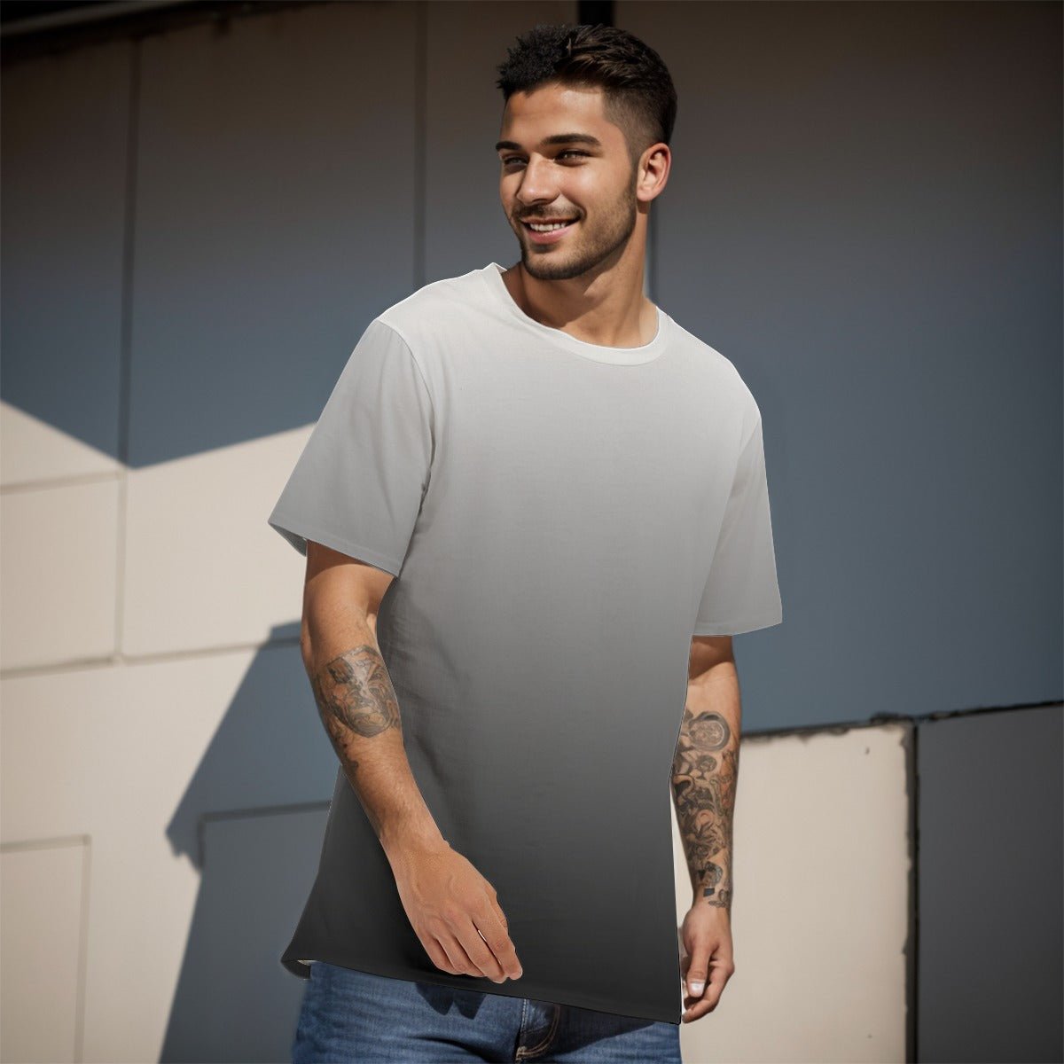 Black to White Ombré Men's T-Shirt | T-Shirts | All Around Artsy Fashion