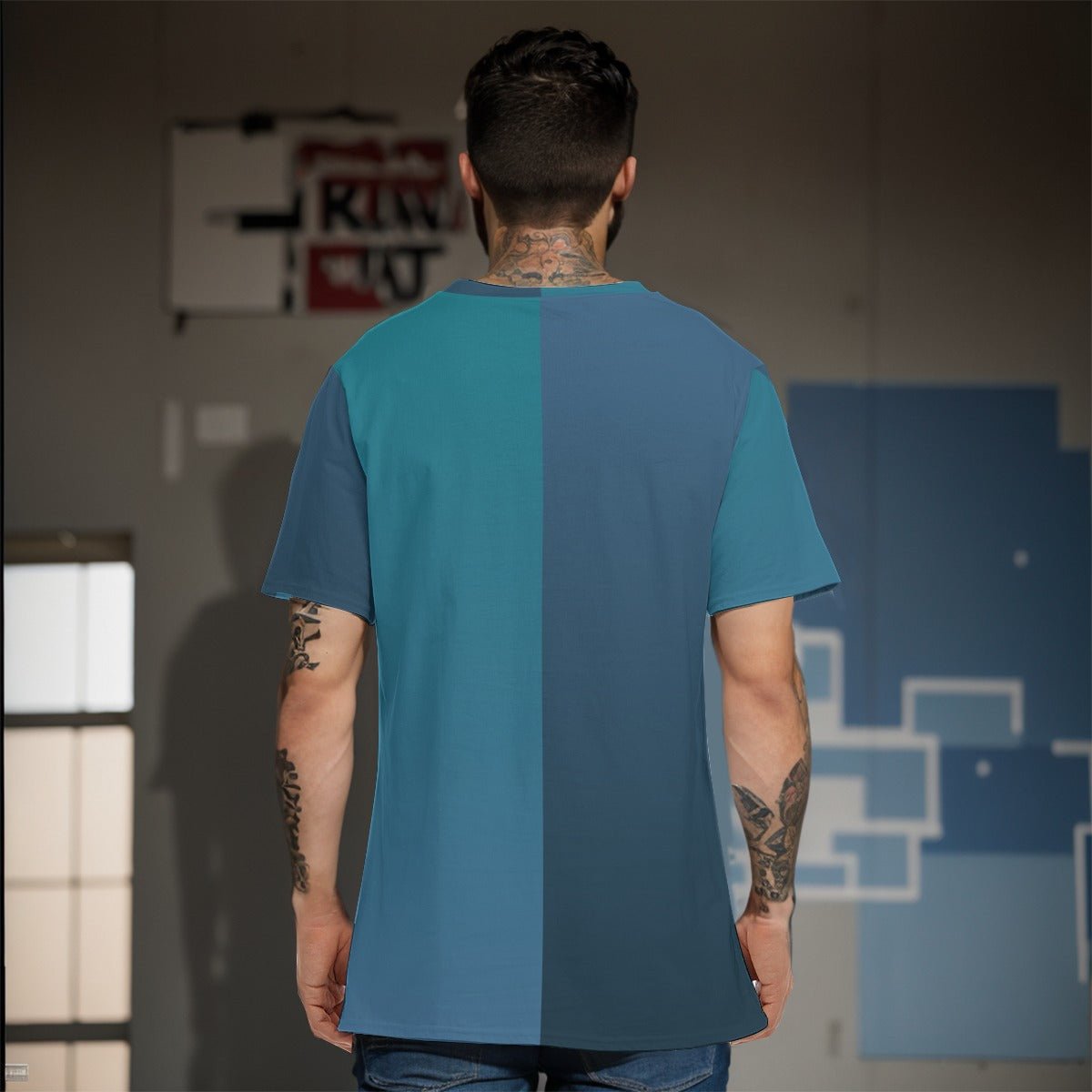 Blue Two-Tone Men's T-Shirt | T-Shirts | All Around Artsy Fashion