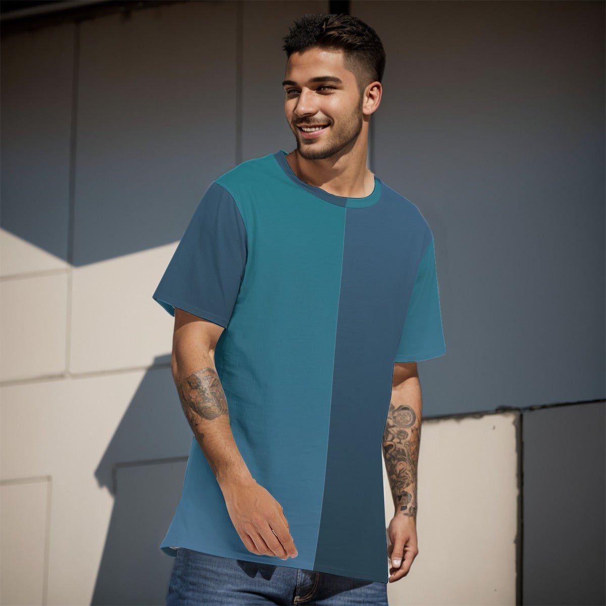 Blue Two-Tone Men's T-Shirt | T-Shirts | All Around Artsy Fashion