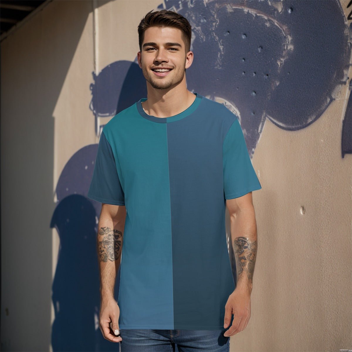 Blue Two-Tone Men's T-Shirt | T-Shirts | All Around Artsy Fashion