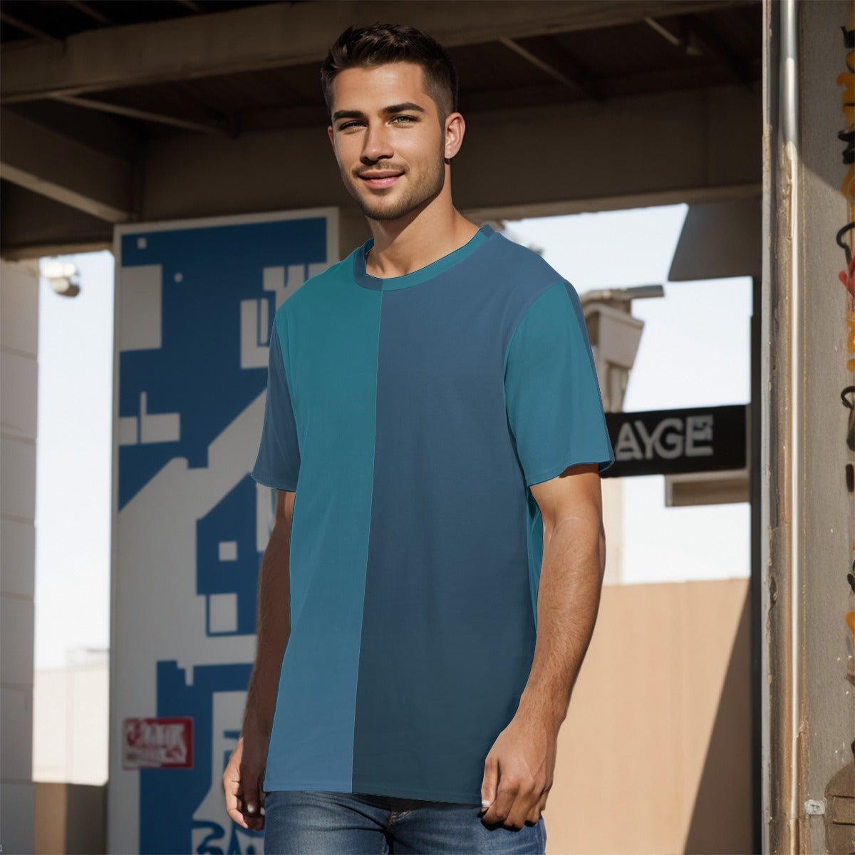 Blue Two-Tone Men's T-Shirt | T-Shirts | All Around Artsy Fashion