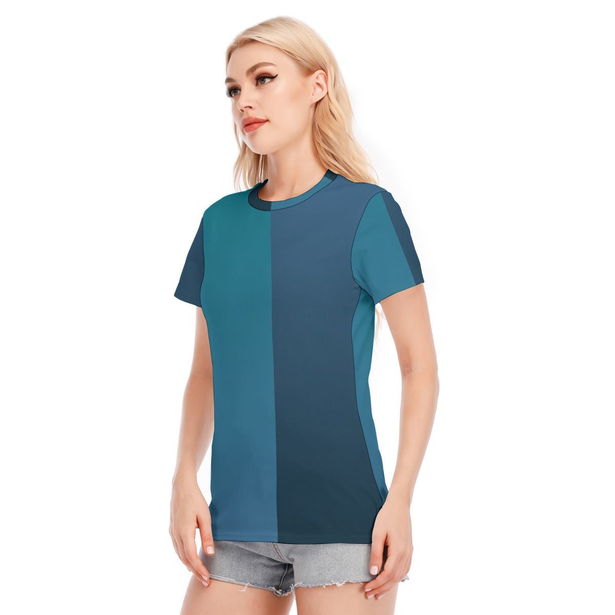 Blue Two-Tone Women's T-Shirt | T-Shirts | All Around Artsy Fashion