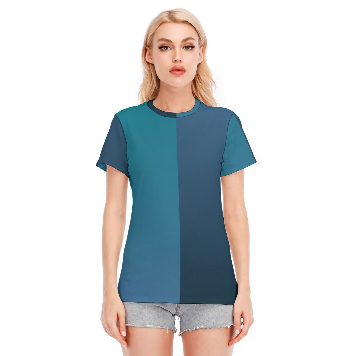 Blue Two-Tone Women's T-Shirt | T-Shirts | All Around Artsy Fashion