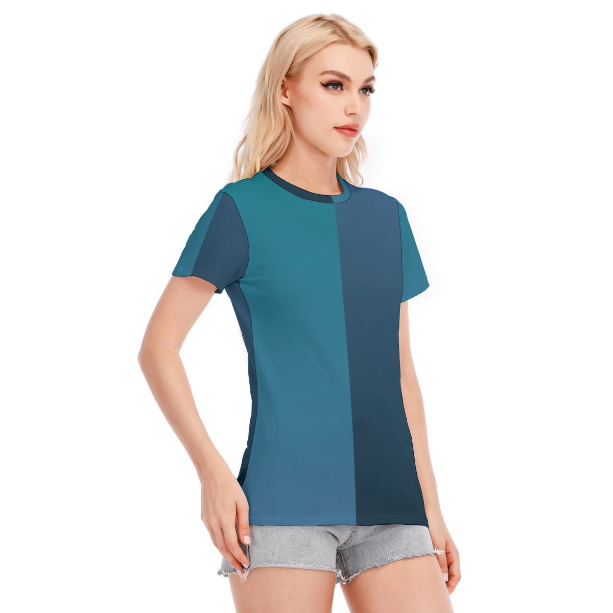 Blue Two-Tone Women's T-Shirt | T-Shirts | All Around Artsy Fashion