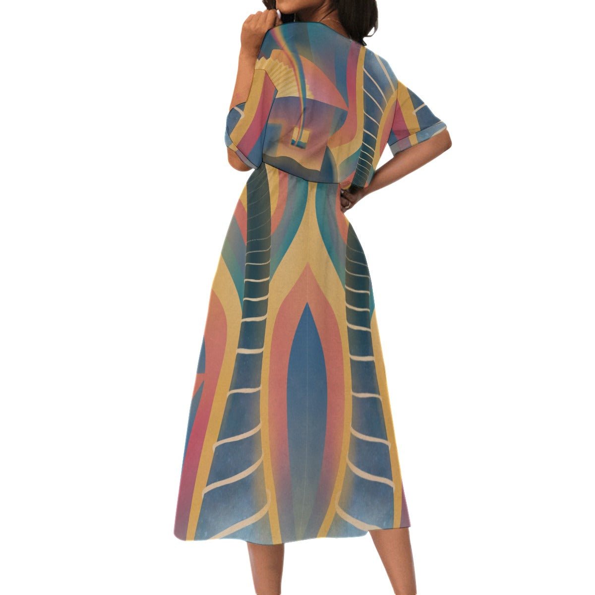 "Chromatic Aberration" - Women's Elastic Waist Dress | Dresses | All Around Artsy Fashion