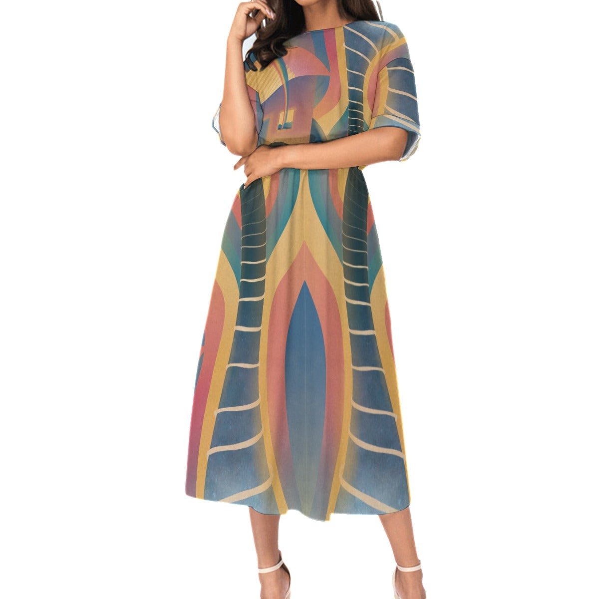 "Chromatic Aberration" - Women's Elastic Waist Dress | Dresses | All Around Artsy Fashion