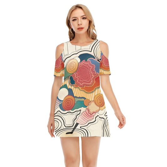 "Lost In Transition" - Women's Cold Shoulder Dress | Dresses | All Around Artsy Fashion