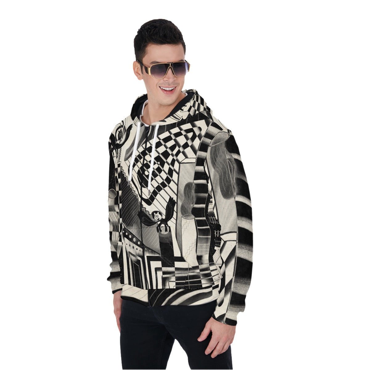 "Monochrome Zone" - Zip Up Hoodie | Jackets & Hoodies | All Around Artsy Fashion