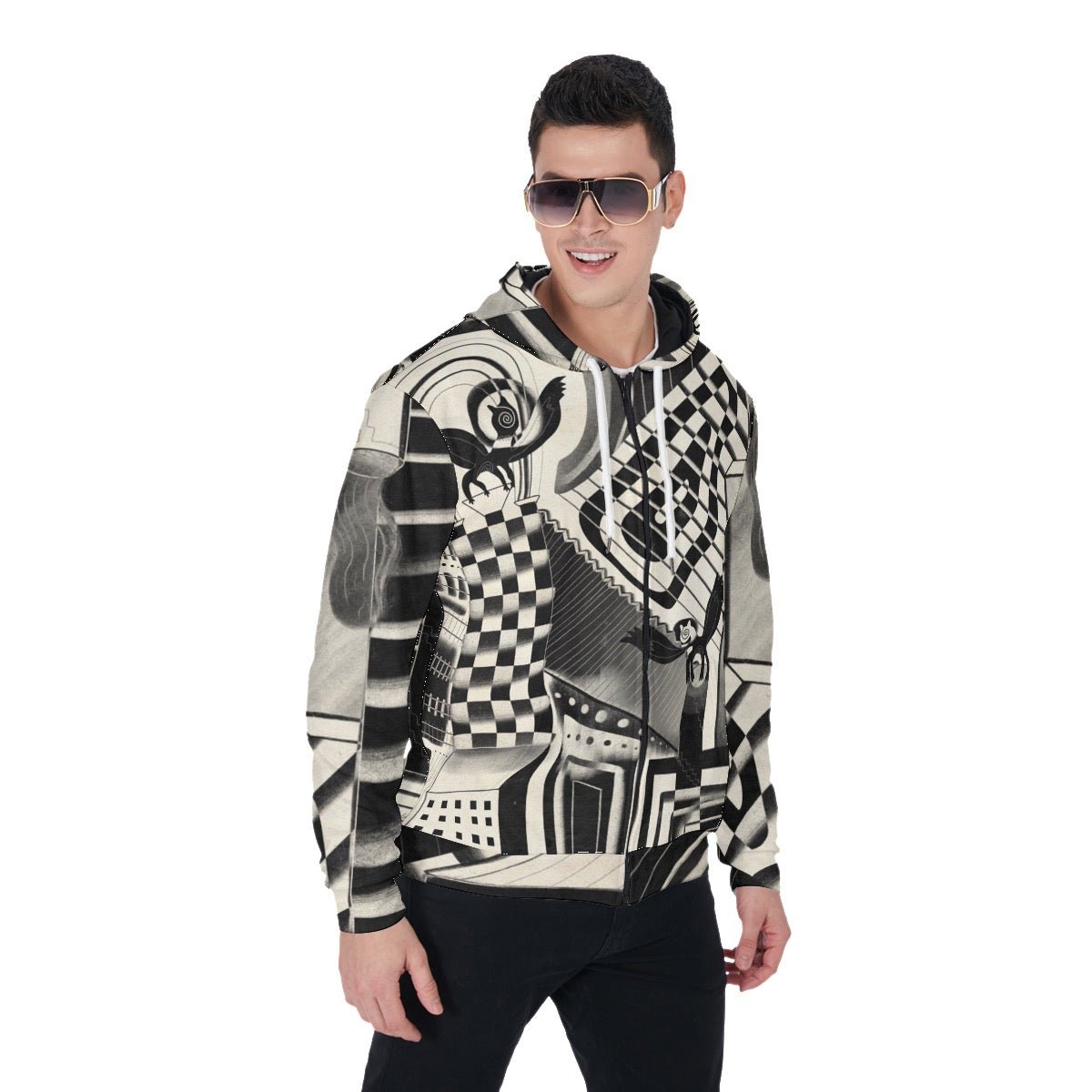 "Monochrome Zone" - Zip Up Hoodie | Jackets & Hoodies | All Around Artsy Fashion