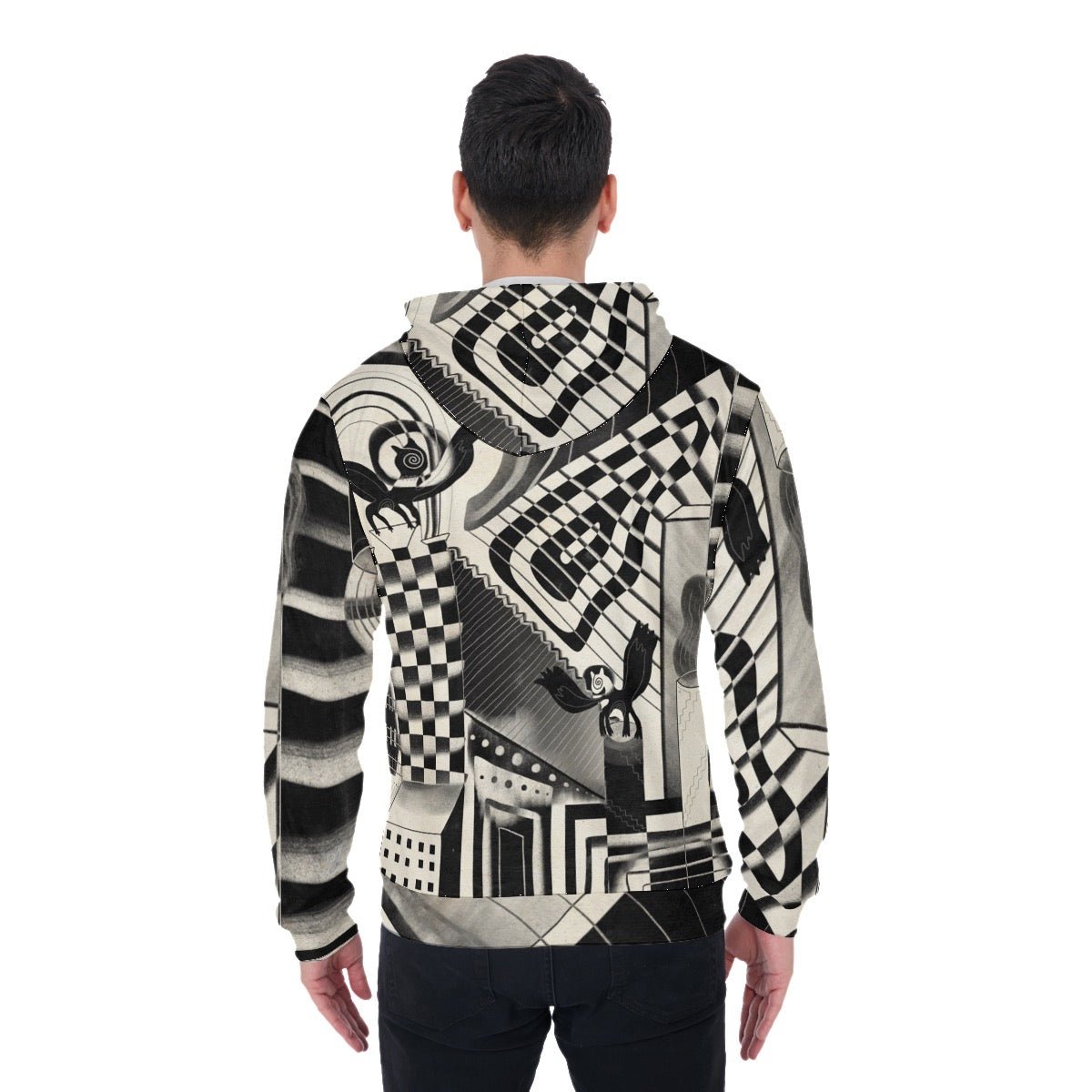 "Monochrome Zone" - Zip Up Hoodie | Jackets & Hoodies | All Around Artsy Fashion