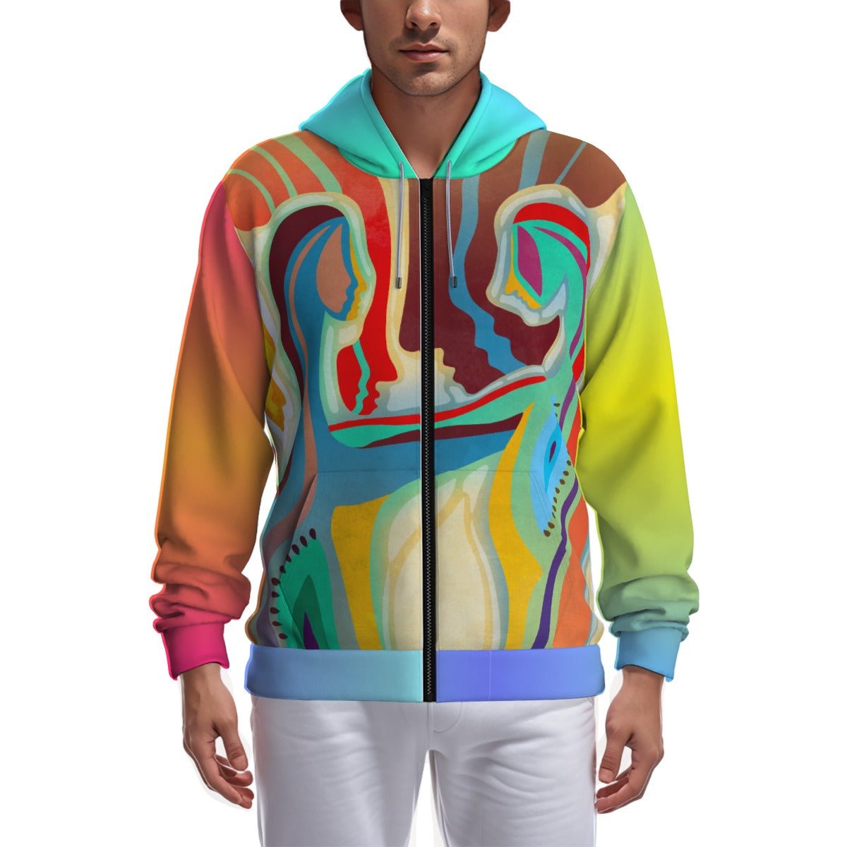 "Rainbow Embrace" - Zip Up Hoodie | Jackets & Hoodies | All Around Artsy Fashion