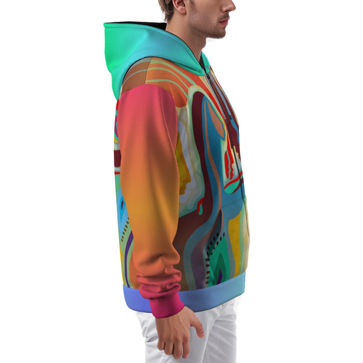 "Rainbow Embrace" - Zip Up Hoodie | Jackets & Hoodies | All Around Artsy Fashion