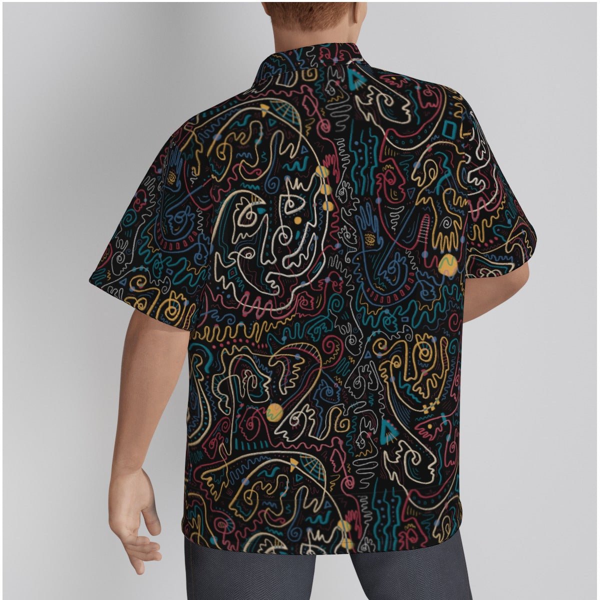 "Soul Scribbles" - Men's Hawaiian Shirt | Shirts & Tops | All Around Artsy Fashion