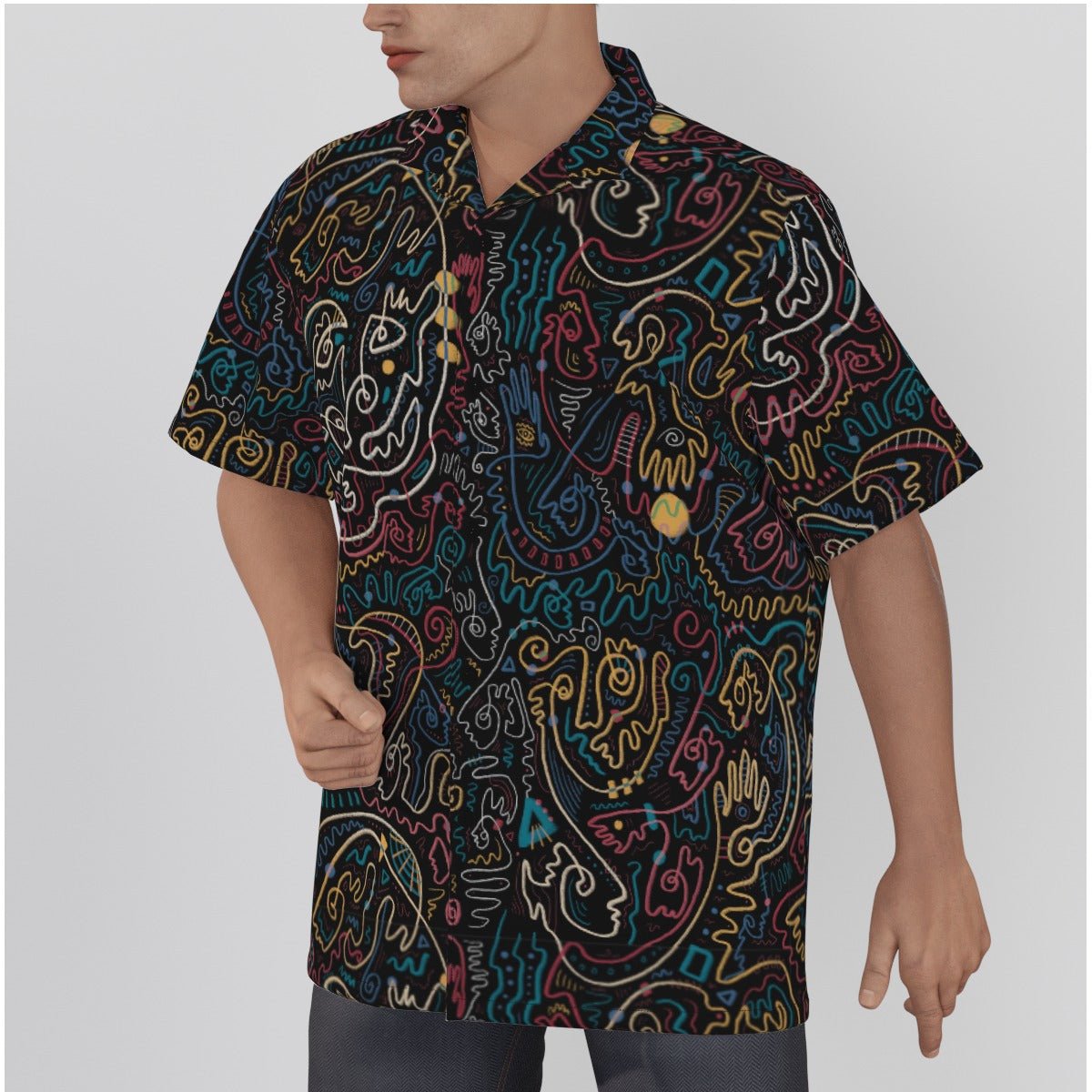 "Soul Scribbles" - Men's Hawaiian Shirt | Shirts & Tops | All Around Artsy Fashion