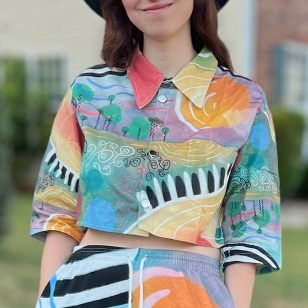 "Summer Serendipity" Women's Cropped DenimStyle Jacket All Around