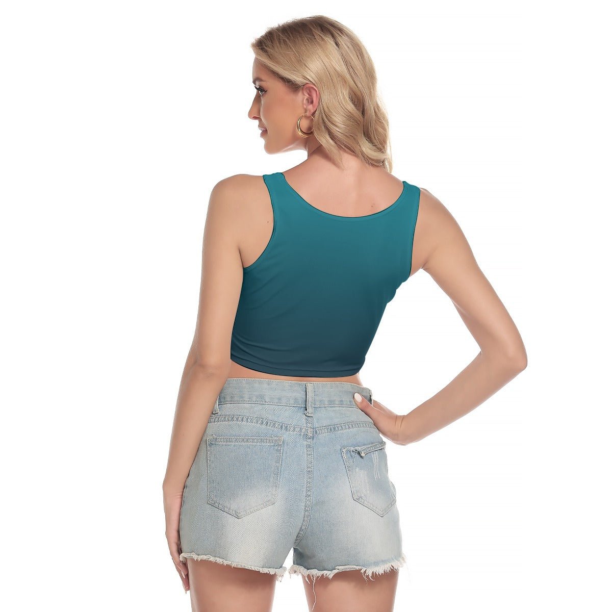 Teal Ombré Crop Top | Shirts & Tops | All Around Artsy Fashion